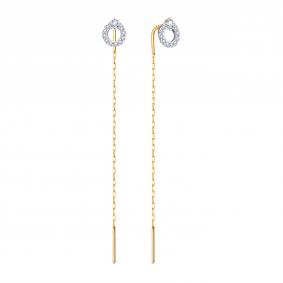 Золотые серьги Karatov Т14702В814 с фианитом Т14702В814 фото