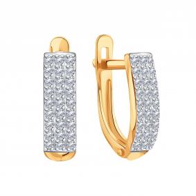 Золотые серьги Karatov Т14702В820 с фианитом Т14702В820 фото