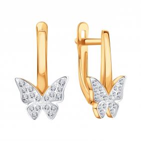 Золотые серьги Karatov Т14702В843 с фианитом Т14702В843 фото