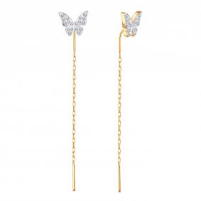 Золотые серьги Karatov Т14702В845 с фианитом Т14702В845 фото