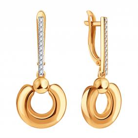 Золотые серьги Karatov Т14702Г262 с фианитом Т14702Г262 фото