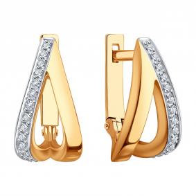 Золотые серьги Karatov Т14702Г717 с фианитом Т14702Г717 фото