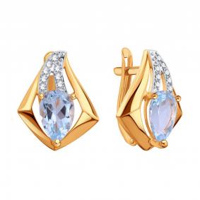 Золотые серьги Karatov Т14702Е293 с фианитом и аметистом Т14702Е293 фото