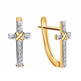 Золотые серьги-кресты Karatov с фианитом Т14702Е376 Т14702Е376 фото