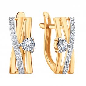 Золотые серьги Karatov Т14702Е482 с фианитом Т14702Е482 фото