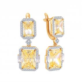 Золотые серьги Karatov Т14702Е556-К с фианитом Т14702Е556-К фото