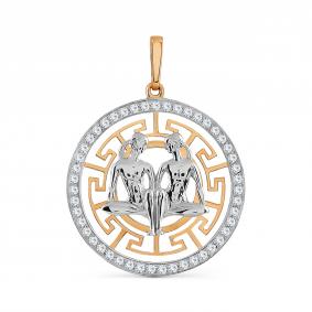 Золотая подвеска Знак зодиака Близнецы Karatov с фианитом Т147034212 Т147034212 фото