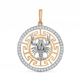 Золотая подвеска Знак зодиака Рак Karatov с фианитом Т147034213 Т147034213 фото