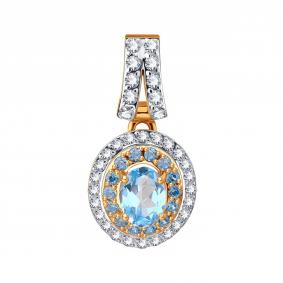 Золотая подвеска Karatov Т147036243 с топазом и фианитом Т147036243 фото