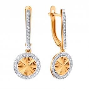 Золотые серьги Karatov Т14762В481 с фианитом Т14762В481 фото