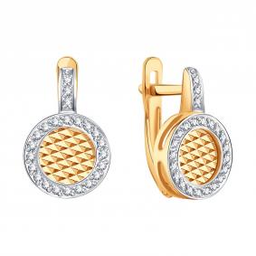 Золотые серьги Karatov Т14762Г329 с фианитом Т14762Г329 фото