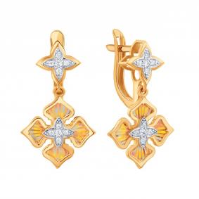 Золотые серьги Karatov Т14762Е588 с фианитом Т14762Е588 фото