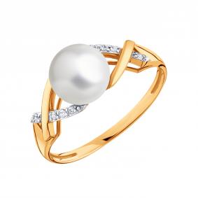 Золотое кольцо Karatov Т14801И234 с фианитом и жемчугом Т14801И234 фото