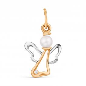 Золотая подвеска Karatov Т148033431 с фианитом и жемчугом Т148033431 фото