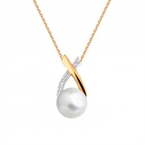 Золотая подвеска Karatov Т148036479 с фианитом и жемчугом Т148036479 фото