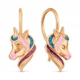 Золотые серьги Karatov Т15002Б411 с эмалью Т15002Б411 фото