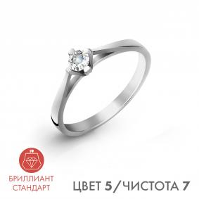 Кольцо из белого золота Karatov Т301011662-5 с бриллиантом Т301011662-5 фото