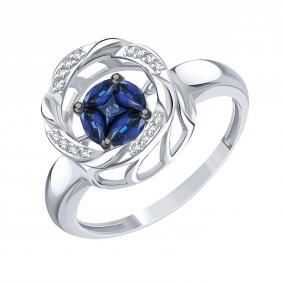 Кольцо из белого золота Karatov Т30101Б440 с бриллиантом и сапфиром Т30101Б440 фото