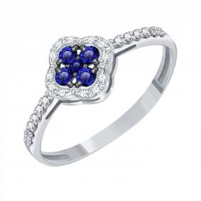 Кольцо из белого золота Karatov Т30101Д078 с бриллиантом и сапфиром Т30101Д078 фото