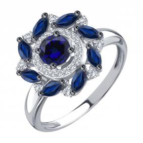 Кольцо из белого золота Karatov Т30101Д359-01-02 с бриллиантом и сапфиром Т30101Д359-01-02 фото