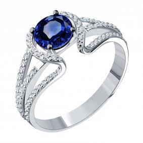 Кольцо из белого золота Karatov Т30101Д625-01-02 с бриллиантом и сапфиром Т30101Д625-01-02 фото