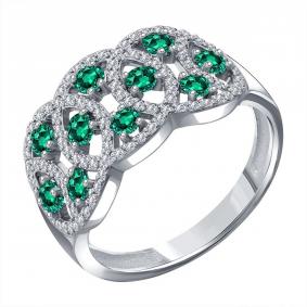 Кольцо из белого золота Karatov Т30101Д626 с бриллиантом и изумрудом Т30101Д626 фото