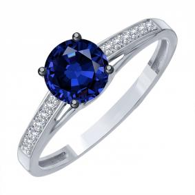 Кольцо из белого золота Karatov Т30101Д877-01-02 с бриллиантом и сапфиром Т30101Д877-01-02 фото