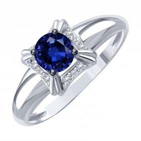 Кольцо из белого золота Karatov Т30101Д878-01-02 с бриллиантом и сапфиром Т30101Д878-01-02 фото