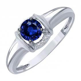 Кольцо из белого золота Karatov Т30101Д879-01-02 с бриллиантом и сапфиром Т30101Д879-01-02 фото