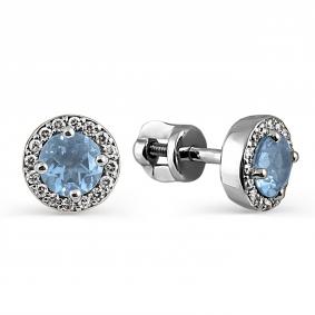 Серьги из белого золота Karatov Т301024595 с топазом и бриллиантом Т301024595 фото