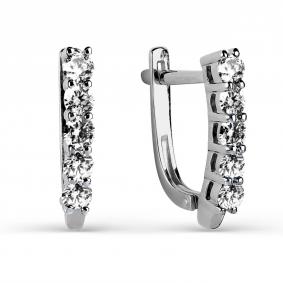 Серьги из белого золота Karatov Т301025076 с бриллиантом Т301025076 фото