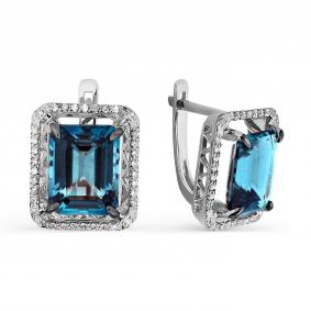 Серьги из белого золота Karatov Т301026436 с топазом и бриллиантом Т301026436 фото