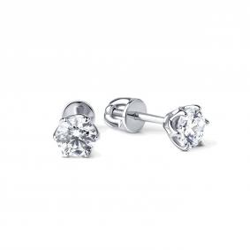 Серьги из белого золота Karatov Т30102Б665 с бриллиантом Т30102Б665 фото