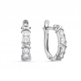 Серьги из белого золота Karatov Т30102В017 с бриллиантом Т30102В017 фото