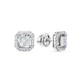 Серьги из белого золота Karatov Т30102В024 с бриллиантом Т30102В024 фото