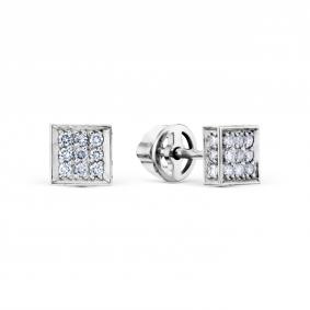 Серьги из белого золота Karatov Т30102В133 с бриллиантом Т30102В133 фото