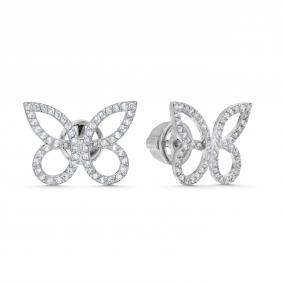 Серьги из белого золота Karatov Т30102В135 с бриллиантом Т30102В135 фото