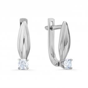 Серьги из белого золота Karatov Т30102В148 с бриллиантом Т30102В148 фото