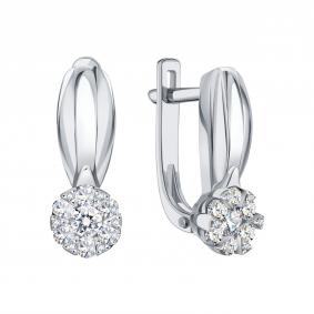 Серьги из белого золота Karatov Т30102В235 с бриллиантом Т30102В235 фото