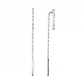 Серьги из белого золота Karatov Т30102В295 с бриллиантом Т30102В295 фото