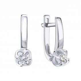 Серьги из белого золота Karatov Т30102В350 с бриллиантом Т30102В350 фото