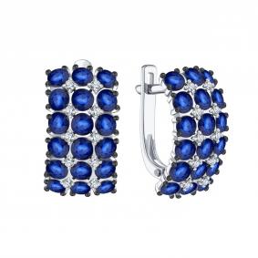 Серьги из белого золота Karatov Т30102В535 с бриллиантом и сапфиром Т30102В535 фото