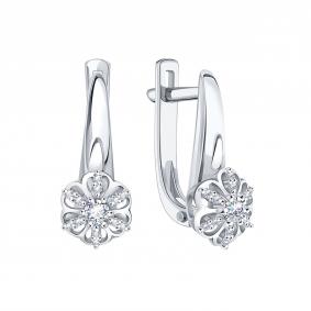 Серьги из белого золота Karatov Т30102В550 с бриллиантом Т30102В550 фото