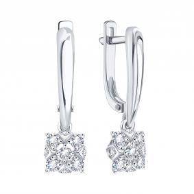 Серьги из белого золота Karatov Т30102В552 с бриллиантом Т30102В552 фото