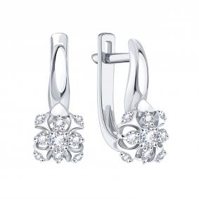 Серьги из белого золота Karatov Т30102В554 с бриллиантом Т30102В554 фото