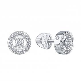 Серьги из белого золота Karatov Т30102В625 с бриллиантом Т30102В625 фото