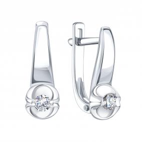 Серьги из белого золота Karatov Т30102В632 с бриллиантом Т30102В632 фото