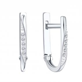 Серьги из белого золота Karatov Т30102В770 с бриллиантом Т30102В770 фото