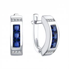 Серьги из белого золота Karatov Т30102В877 с бриллиантом и сапфиром Т30102В877 фото