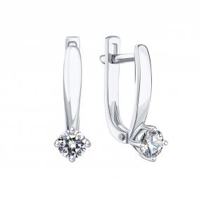 Серьги из белого золота Karatov Т30102В933 с бриллиантом Т30102В933 фото